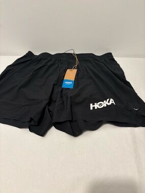 Hoka Black woman’s  Glide 5" Running Shorts with White Logo